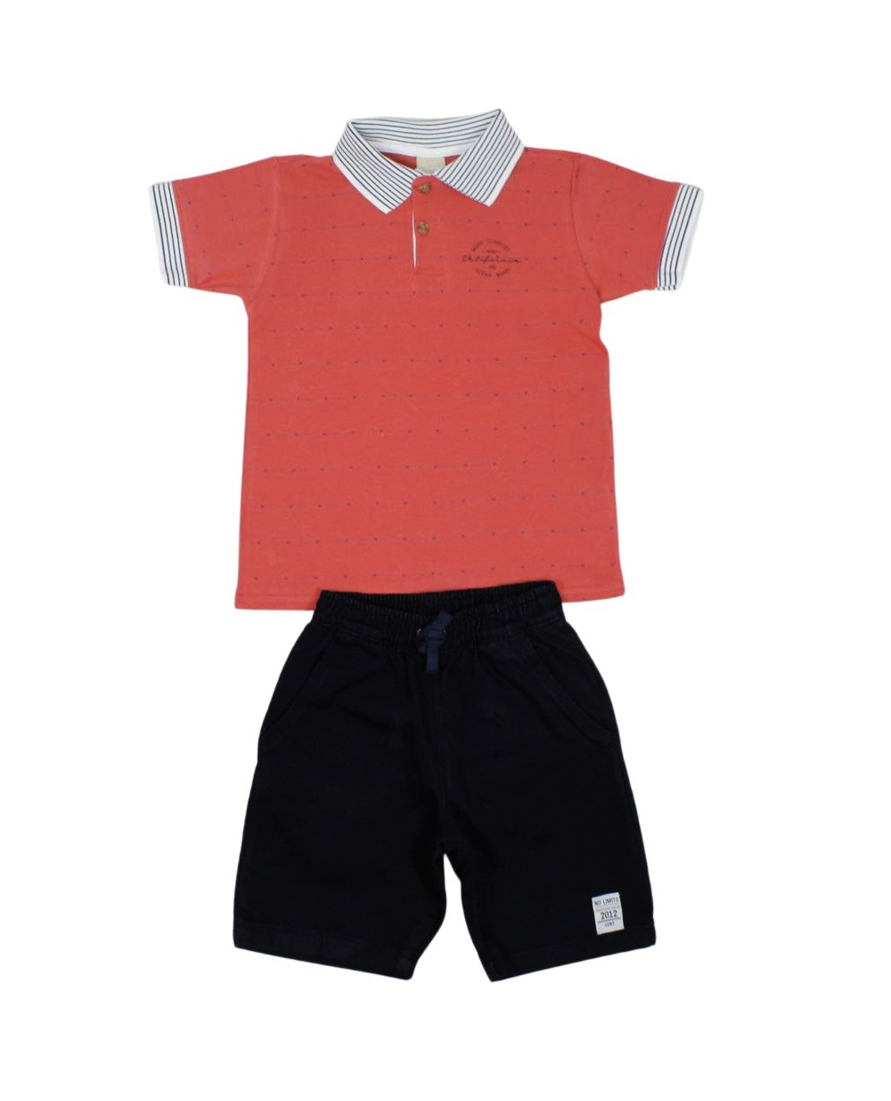 Conjunto Polo Piquet com Listras e Bermuda Sarja 172580 - Colorittá