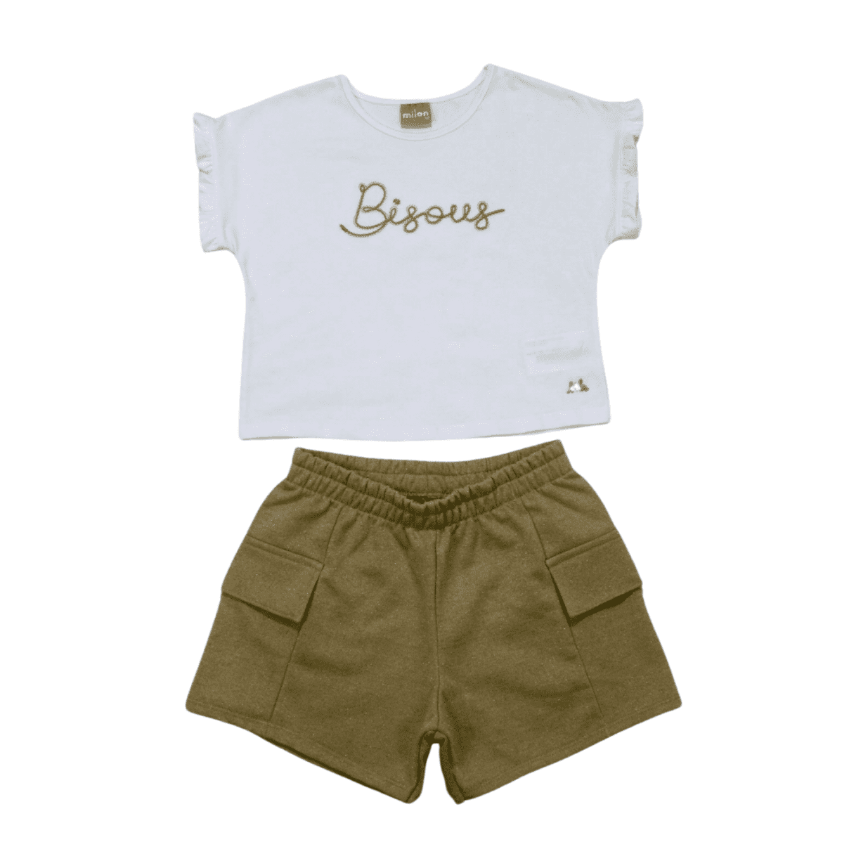 Conjunto Feminino Blusa  Bijous Bordado e Shorts Moletinho 2000410 - Milon