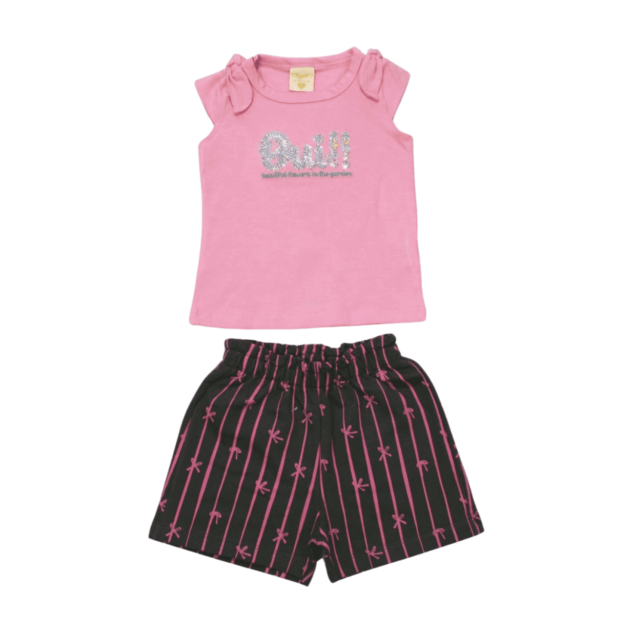 Conjunto Feminino Blusa Bordado Lantejoulas e Shorts Moletinho 27792 - Angerô