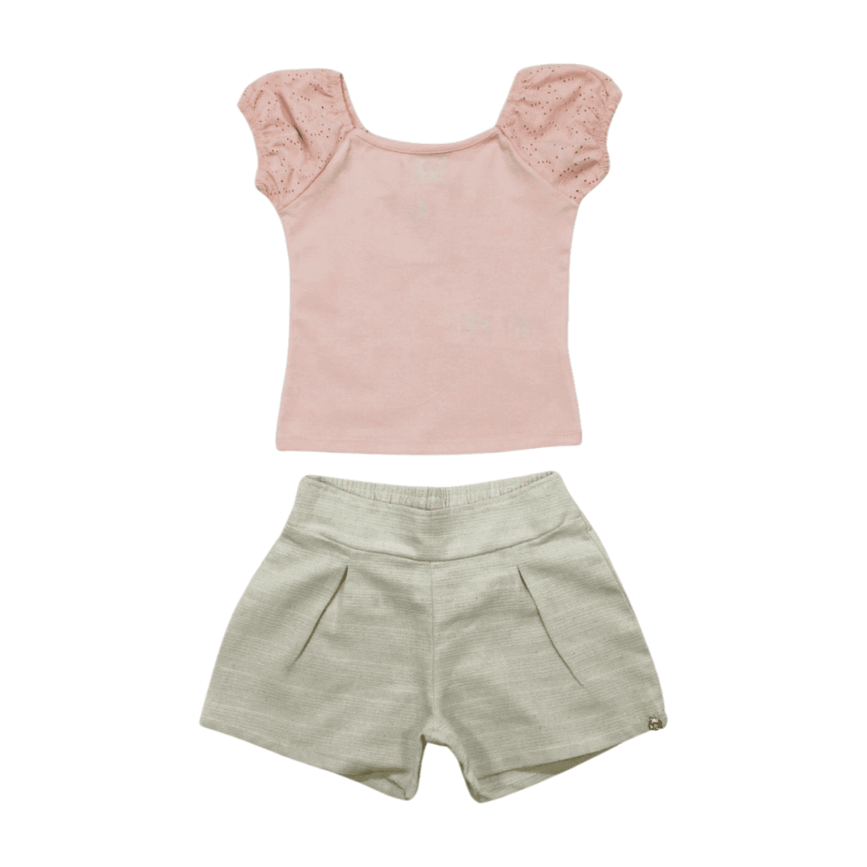 Conjunto Feminino Blusa com Mangas em Lesi e Shorts Tecido 71140 - Alenice