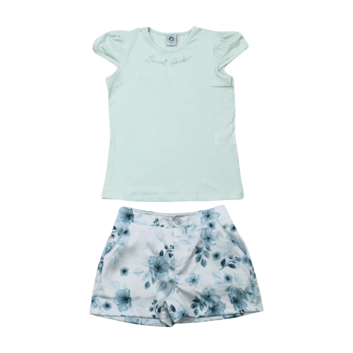 Conjunto Feminino Blusa e Shorts Cetim Estampado Flores 72132 - Alenice
