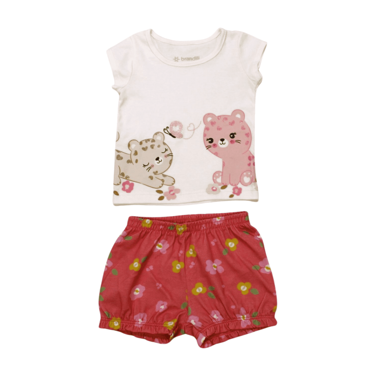 Conjunto Feminino Blusa e Shorts Estampado Flores 26065 - Brandili
