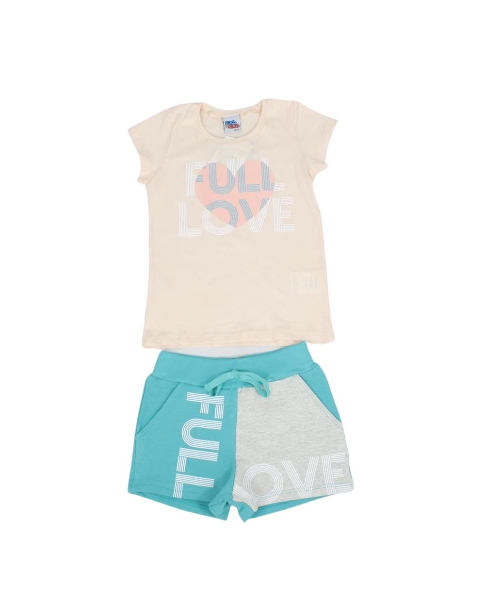 Conjunto Feminino Blusa Estampada Coração e Shorts Moletinho 7351 - Kiko