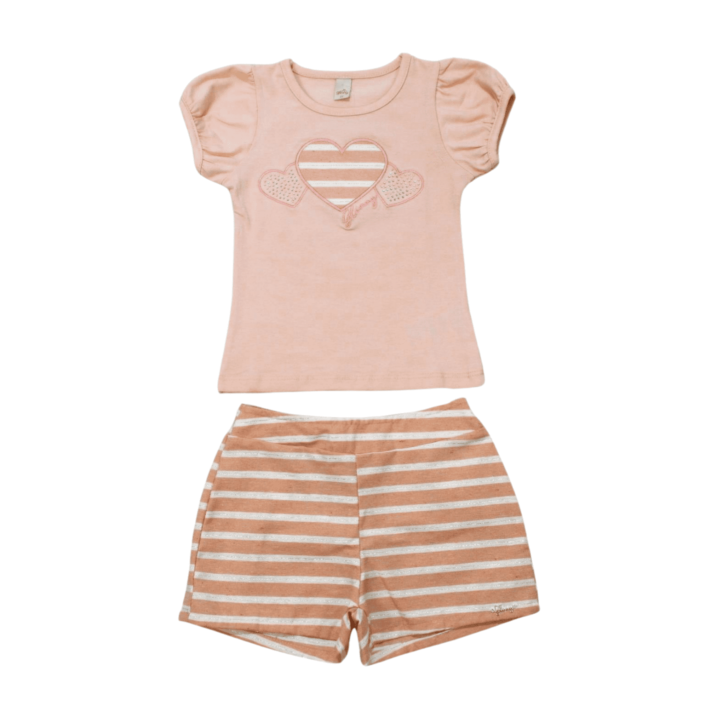 Conjunto Feminino Blusa e Shorts Listrado 21563 - Glinny