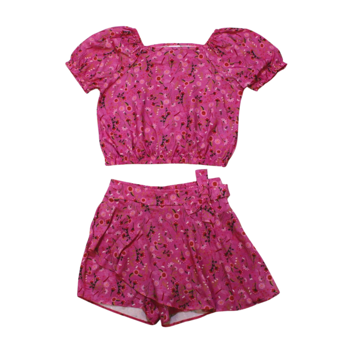 Conjunto Feminino Blusa e Shorts Tecido Estampado 67952 - Alakazoo
