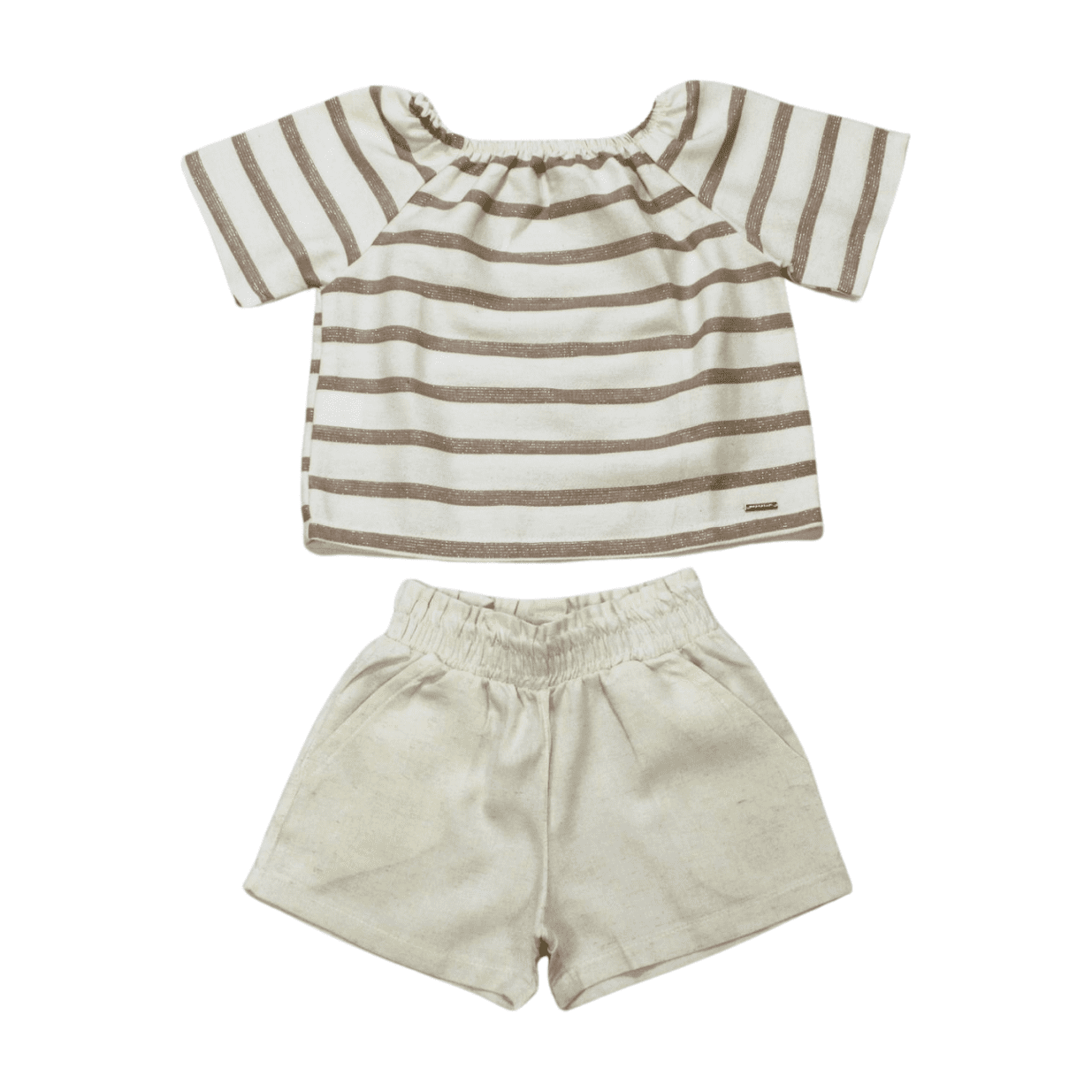 Conjunto Feminino Blusa Listrada e Shorts Linho 385700 - Vrasalon