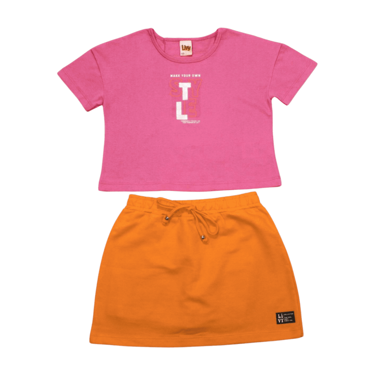 Conjunto Feminino Blusa Style e Saia Moletinho  Foil 8706 - Livy