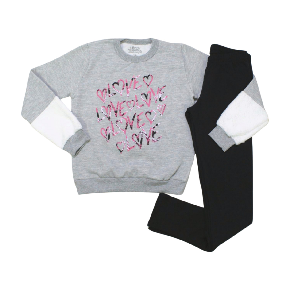Conjunto Longo Feminino Blusa Moletom Love e Legging 5204 - Bicho Bagunça