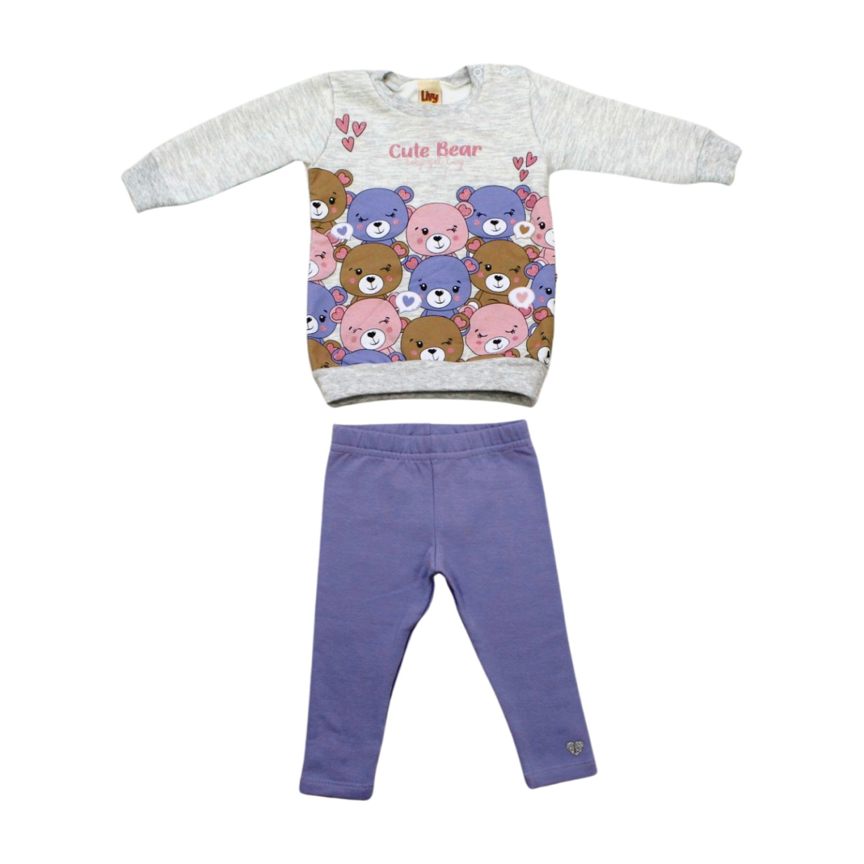 Conjunto Longo Feminino Blusão Moletom Ursos e Legging 8389 - Livy