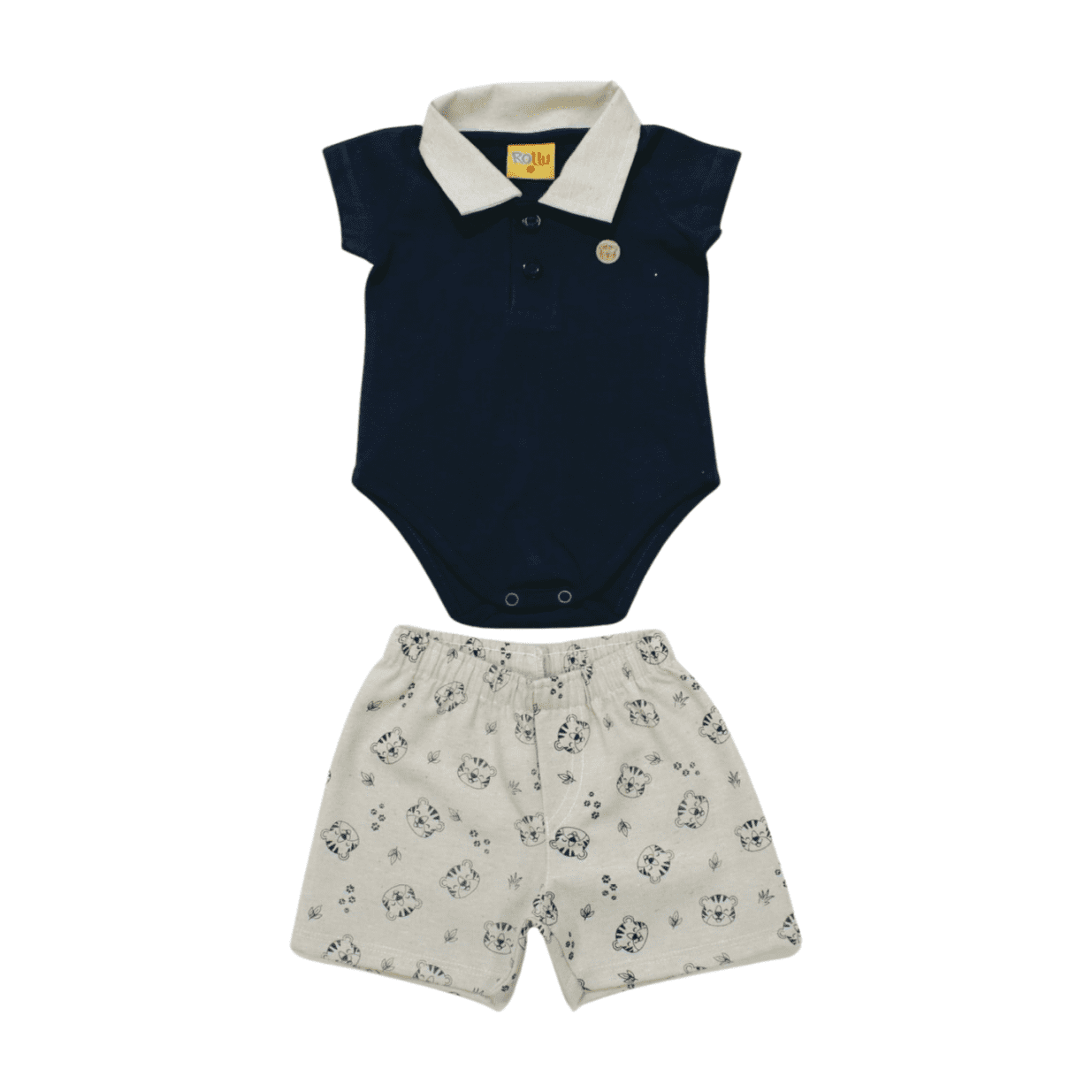 Conjunto Masculino Body Polo e Bermuda Sarja Estampada 21218 - Rollu