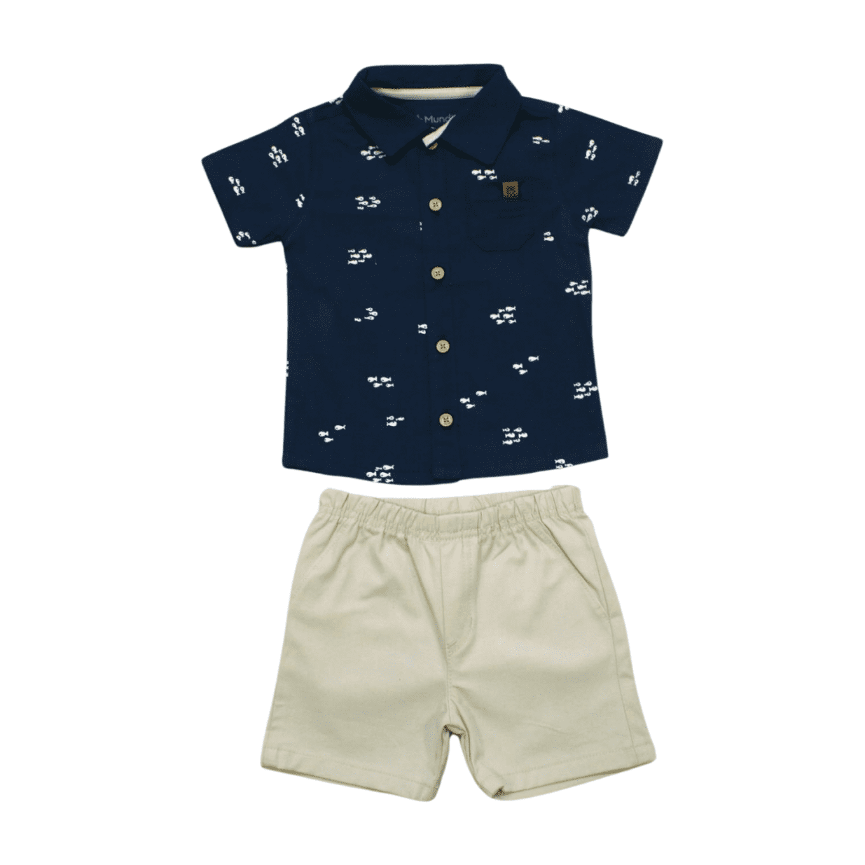 Conjunto Masculino Camisa Estampada e Bermuda Sarja 26129 - Brandili Mundi