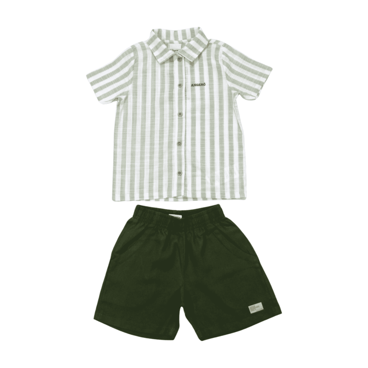 Conjunto Masculino Camisa Listrada e Bermuda Tecido 28669 - Angerô