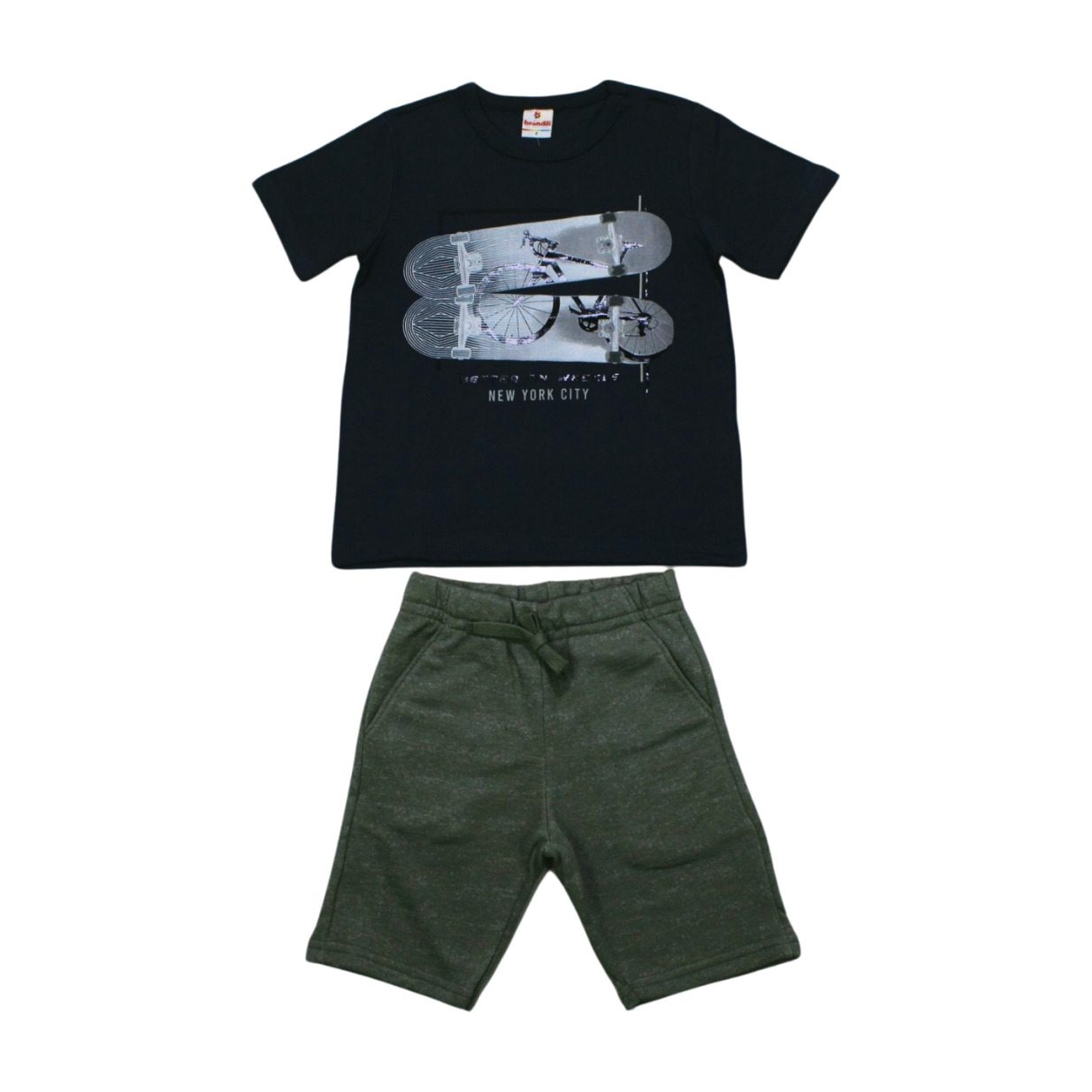 Conjunto Masculino Camiseta Bike e Bermuda Moletinho 41904 - Brandili