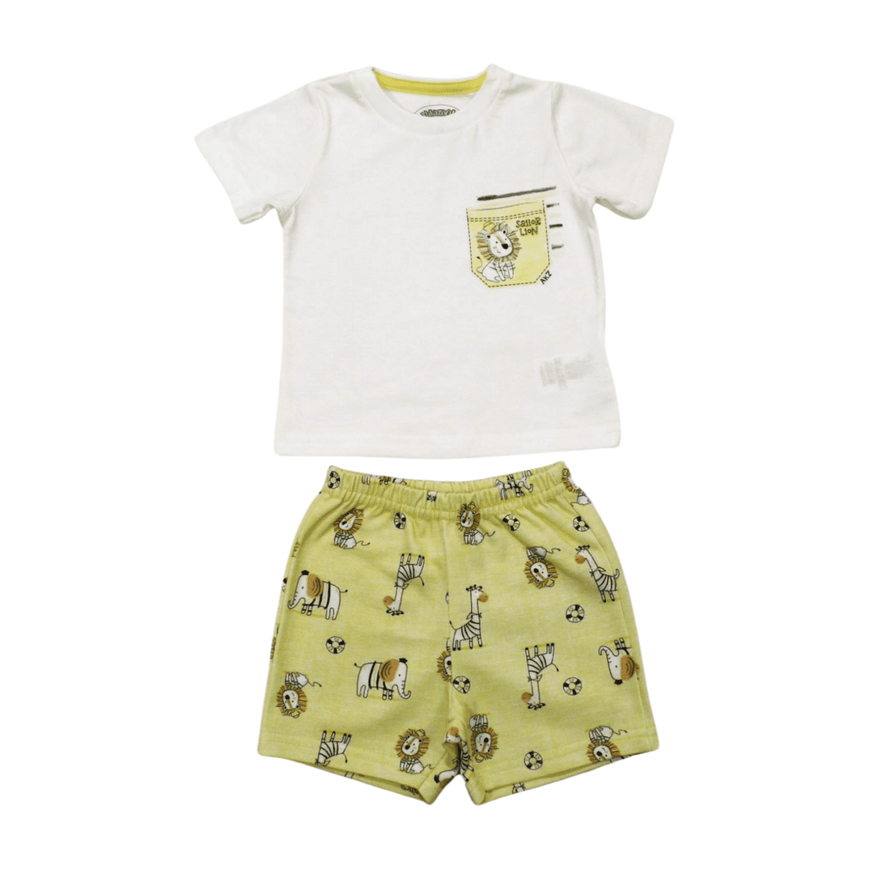 Conjunto Masculino Camiseta com Bolso e Bermuda Moletinho Estampada 39723 - Alakazoo