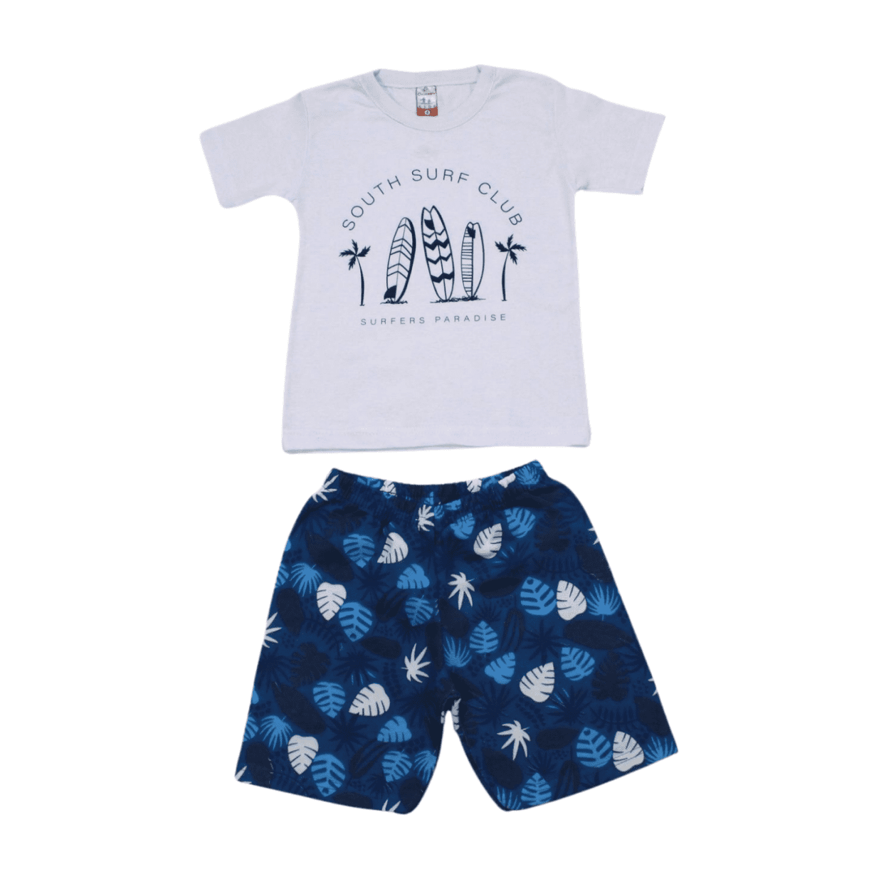Conjunto Masculino Camiseta e Bermuda Moletinho Estampas Sortidas 3100 - Cleomara