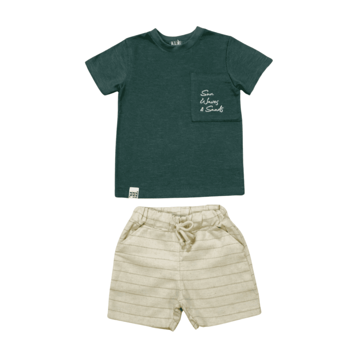 Conjunto Masculino Camiseta e Bermuda Tecido Listrada 22153 - Alekids