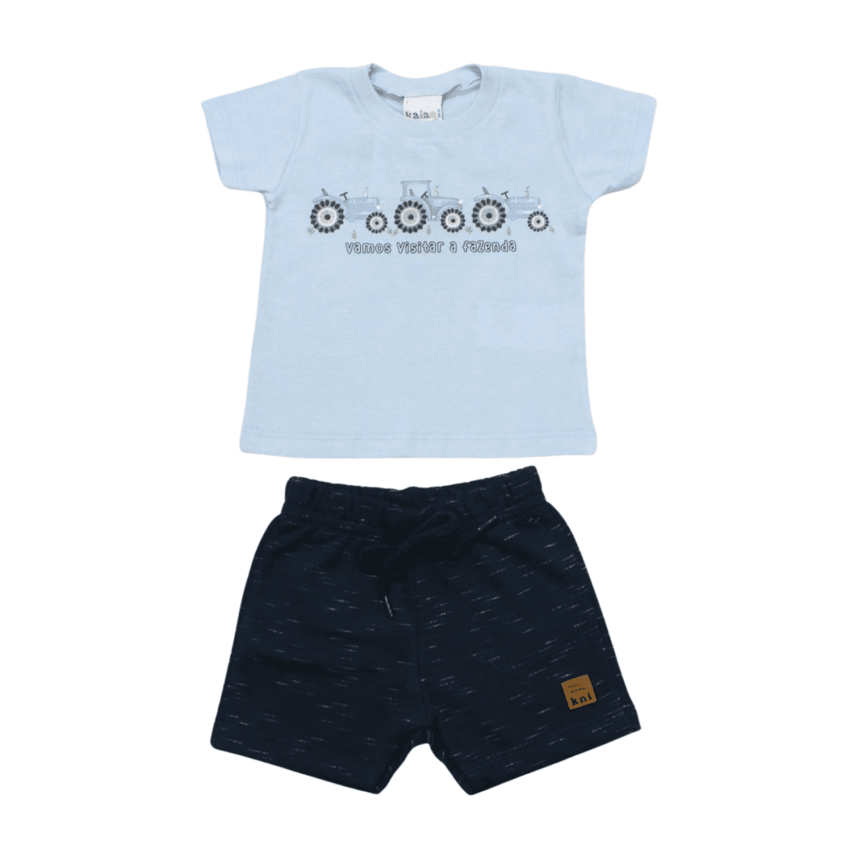 Conjunto Masculino Camiseta Estampa Caminhões e Bermuda Moletinho 11247 - Kaiani