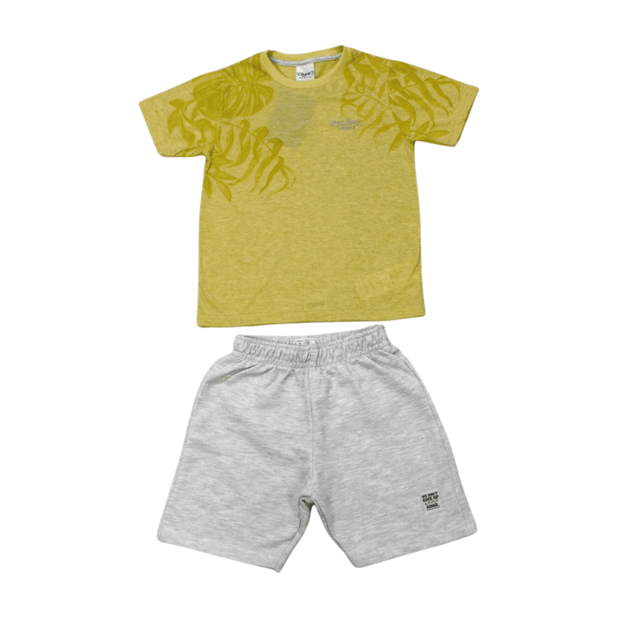 Conjunto Masculino Camiseta Estampa Folhas e Bermuda Moletinho 28665 - Angerô