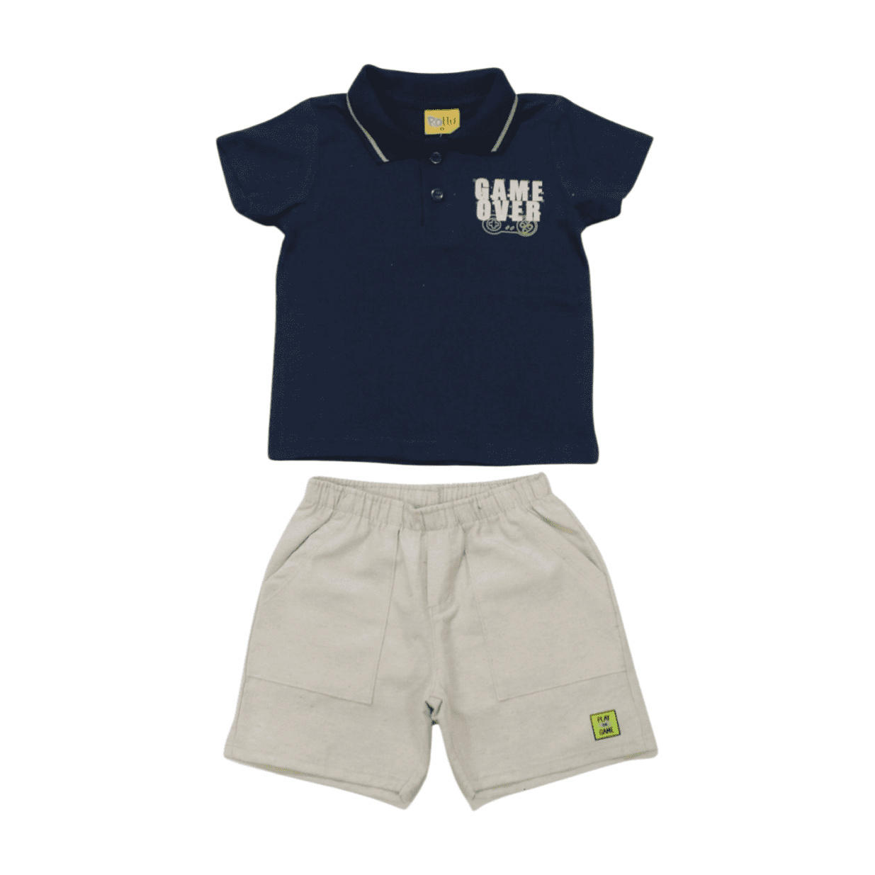 Conjunto Masculino Camiseta Estampa Game Over e Bermuda Sarja  21239 - Rollu