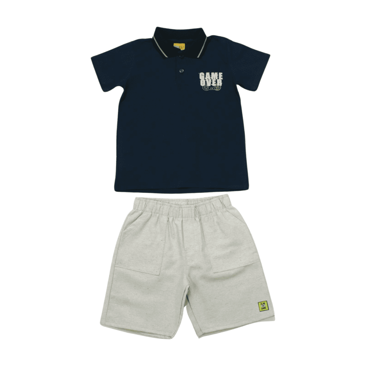 Conjunto Masculino Camiseta Estampa Game Over e Bermuda Sarja  21239 - Rollu
