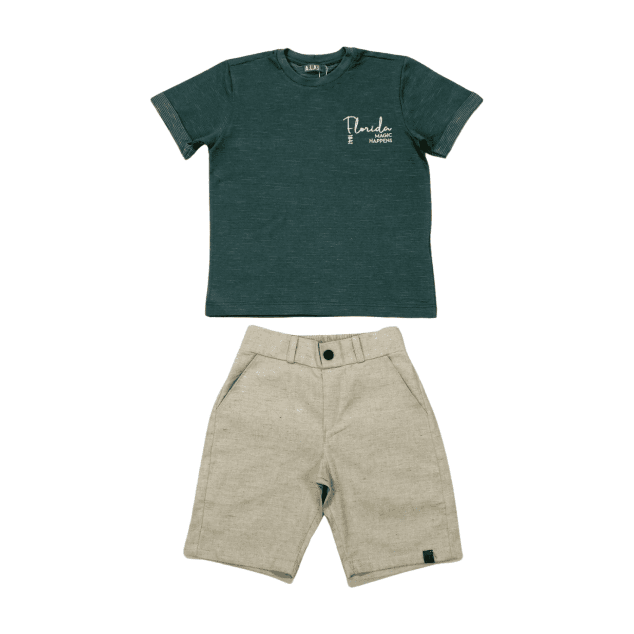 Conjunto Masculino Camiseta Florida e Bermuda Tecido 22171 - Alekids