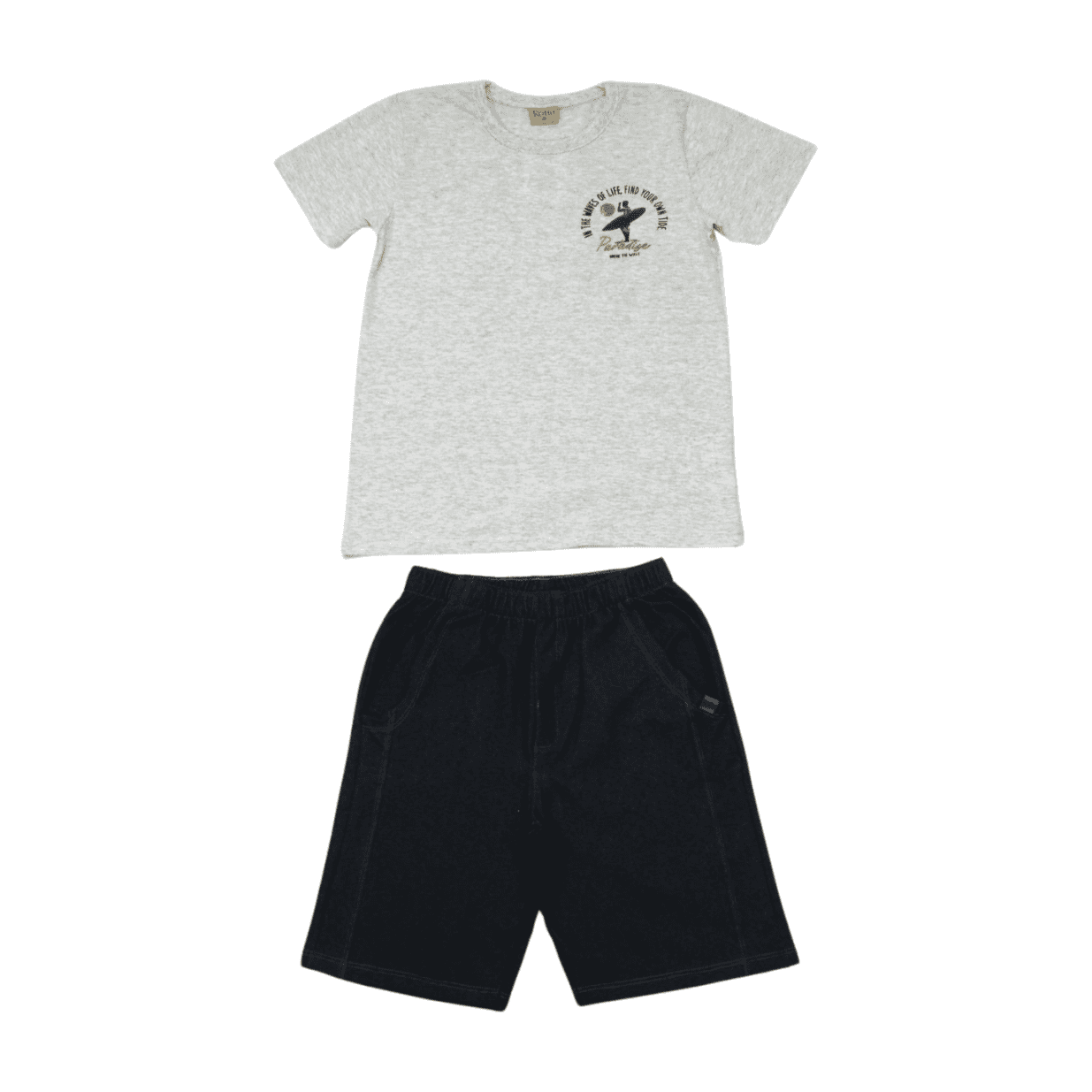 Conjunto Masculino Camiseta Surf e Bermuda Cotton Jeans 21268 - Rollu