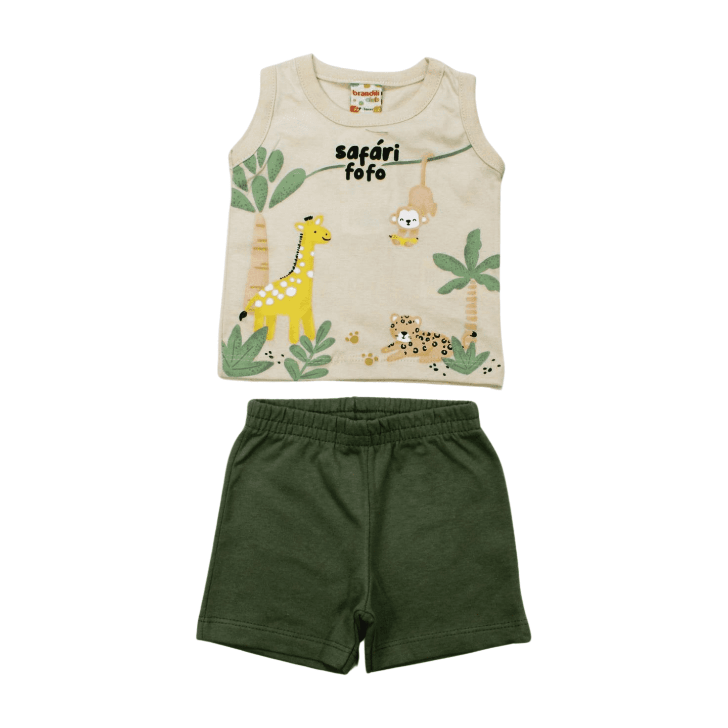 Conjunto Masculino Regata Bichos e Bermuda Moletinho 26112 - Brandili