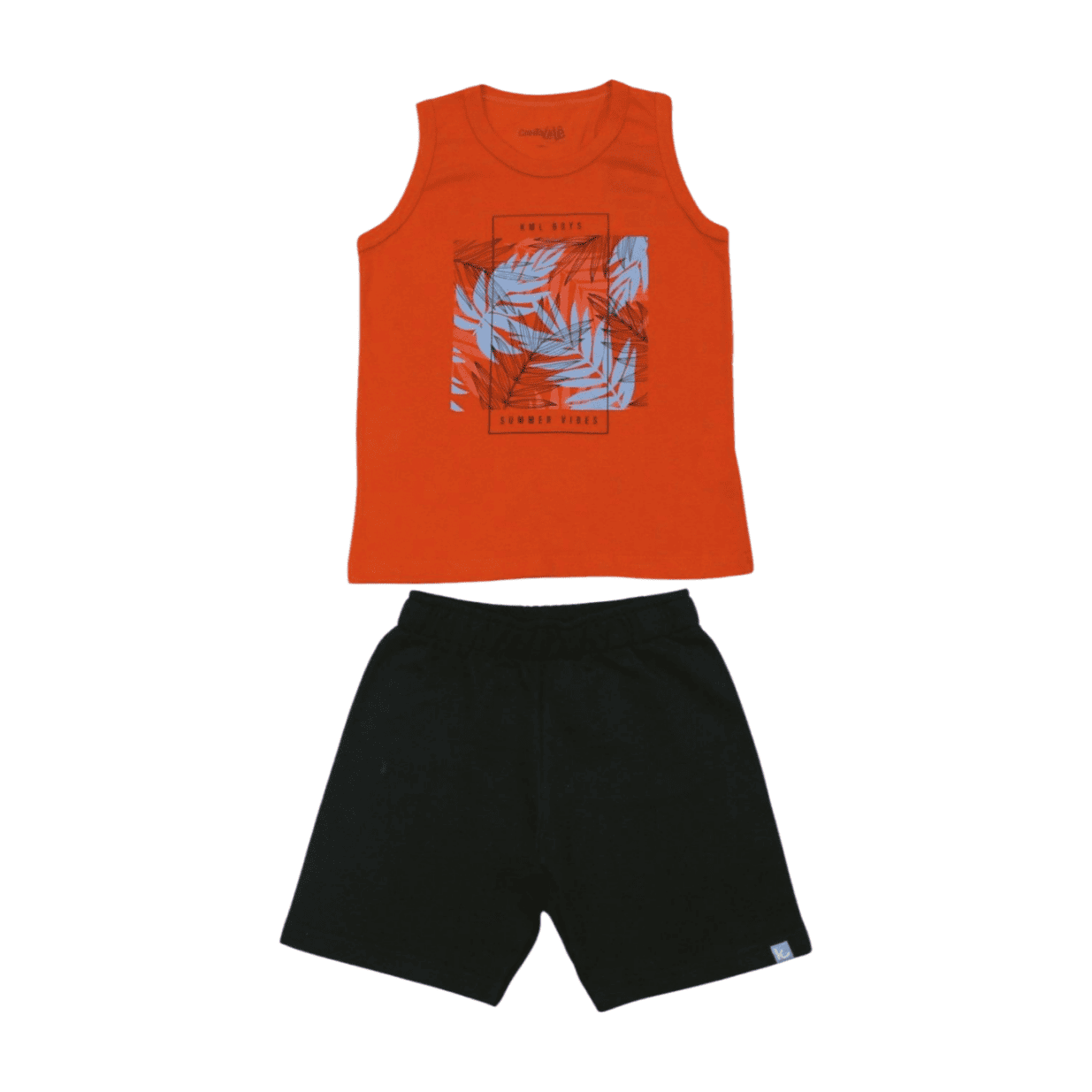 Conjunto Masculino Regata Estampa Folhas e Bermuda Moletinho 46996 - kamylus