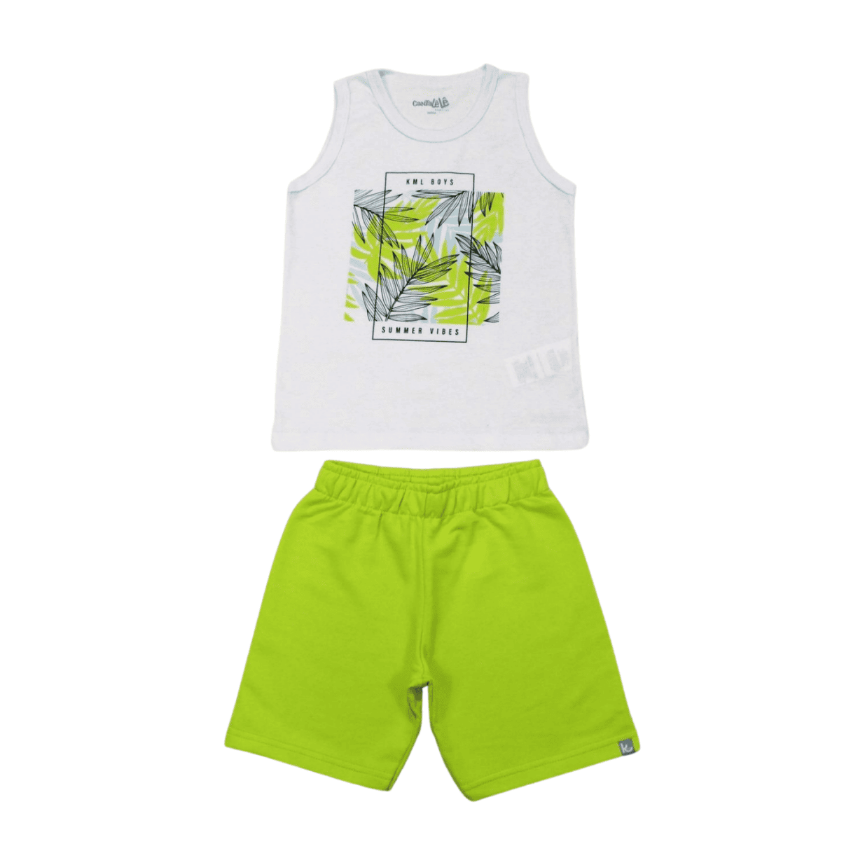 Conjunto Masculino Regata Estampa Folhas e Bermuda Moletinho 46996 - kamylus