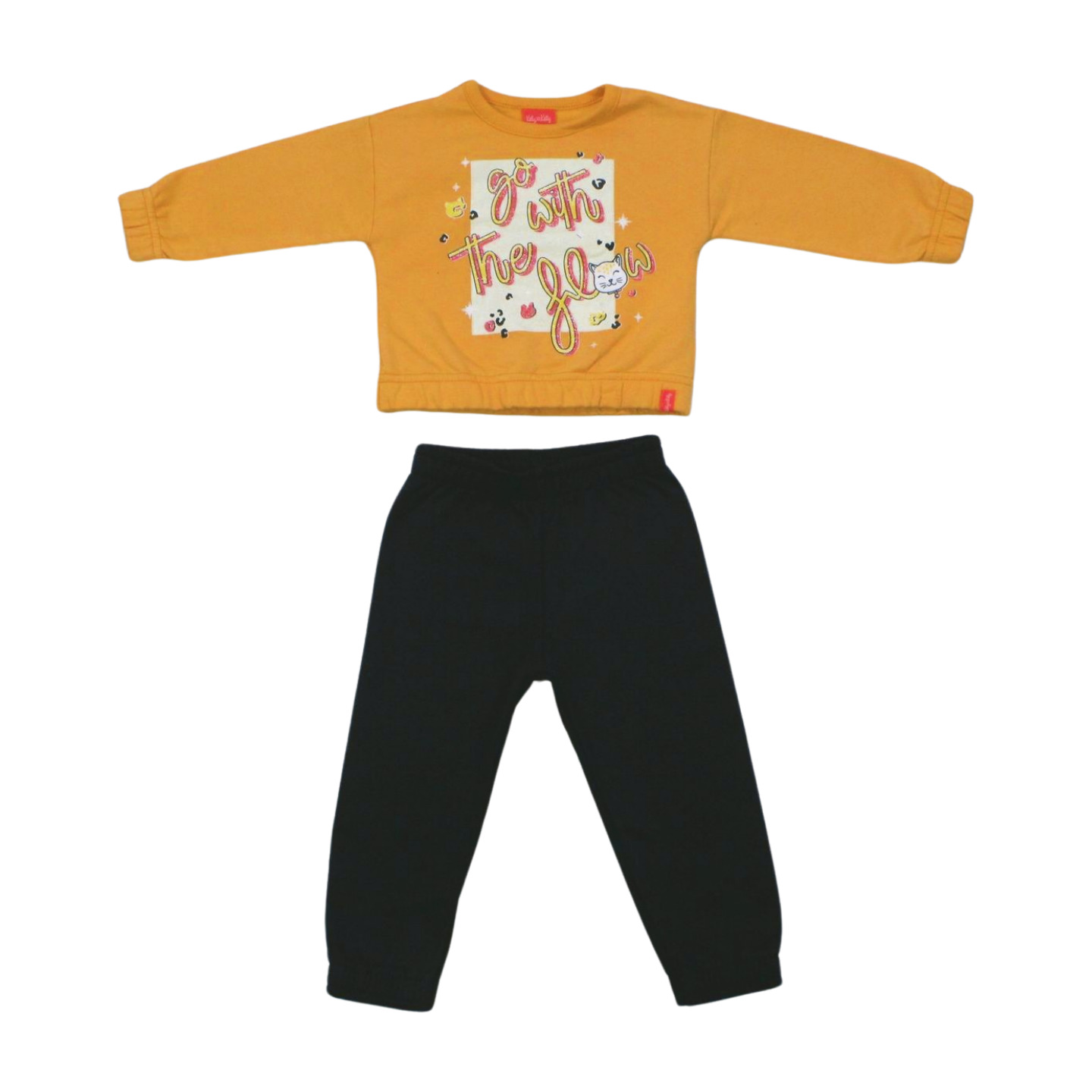 Conjunto Moletom Feminino com Glitter Gato 60469 - Kely kety