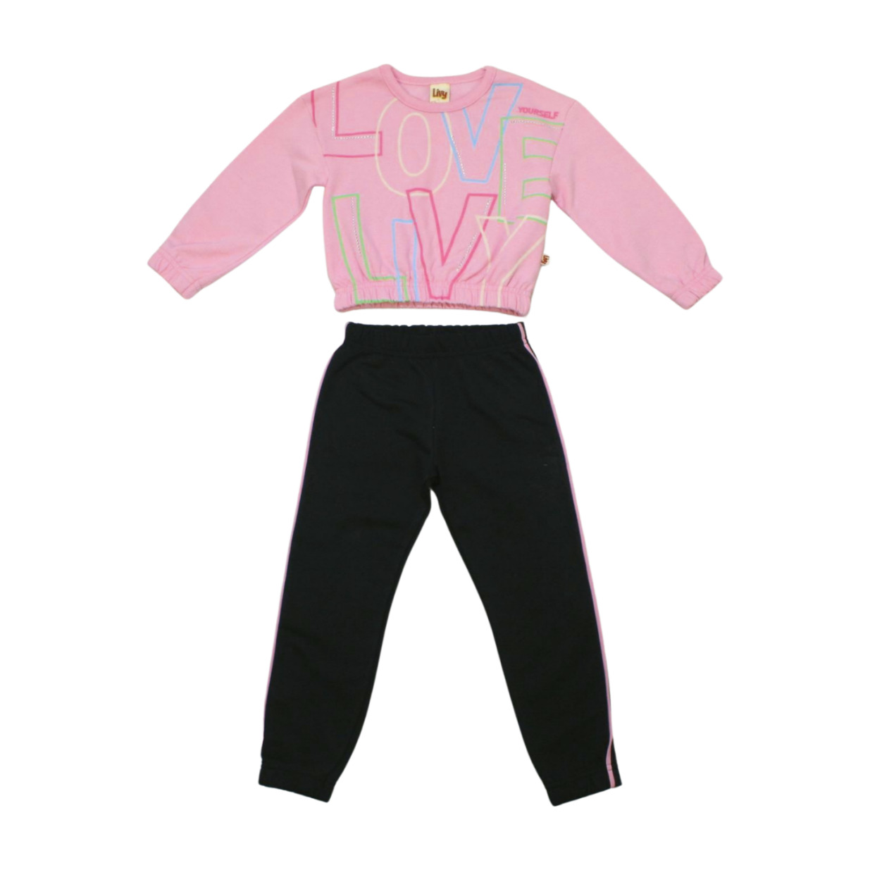 Conjunto Moletom Feminino Love com Strass 8411 - Livy