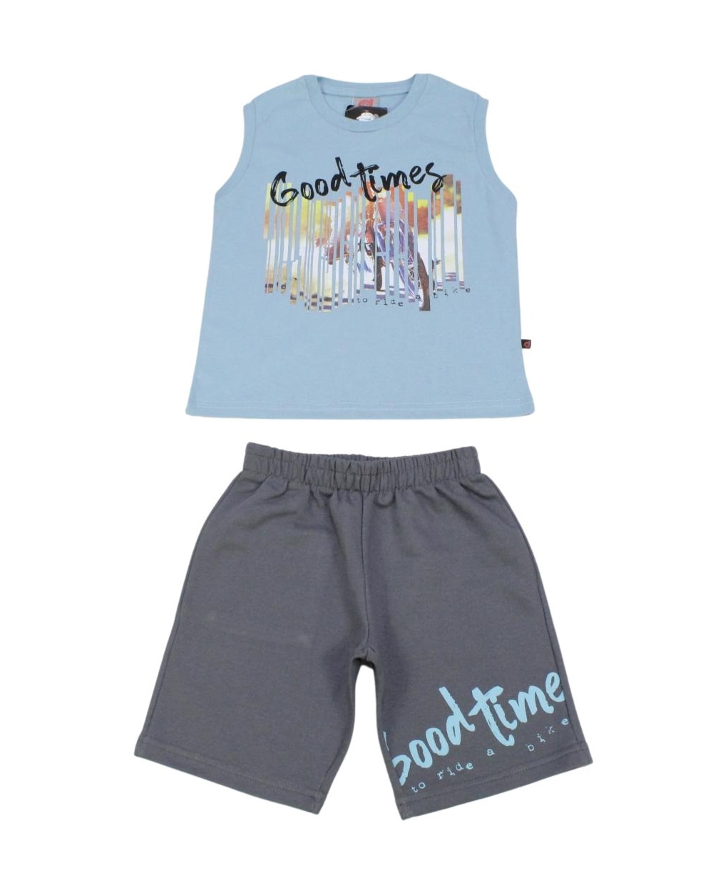 Conjunto Masculino Regata Estampada Good Times e Bermuda Moletinho 7012 - Dino Boy