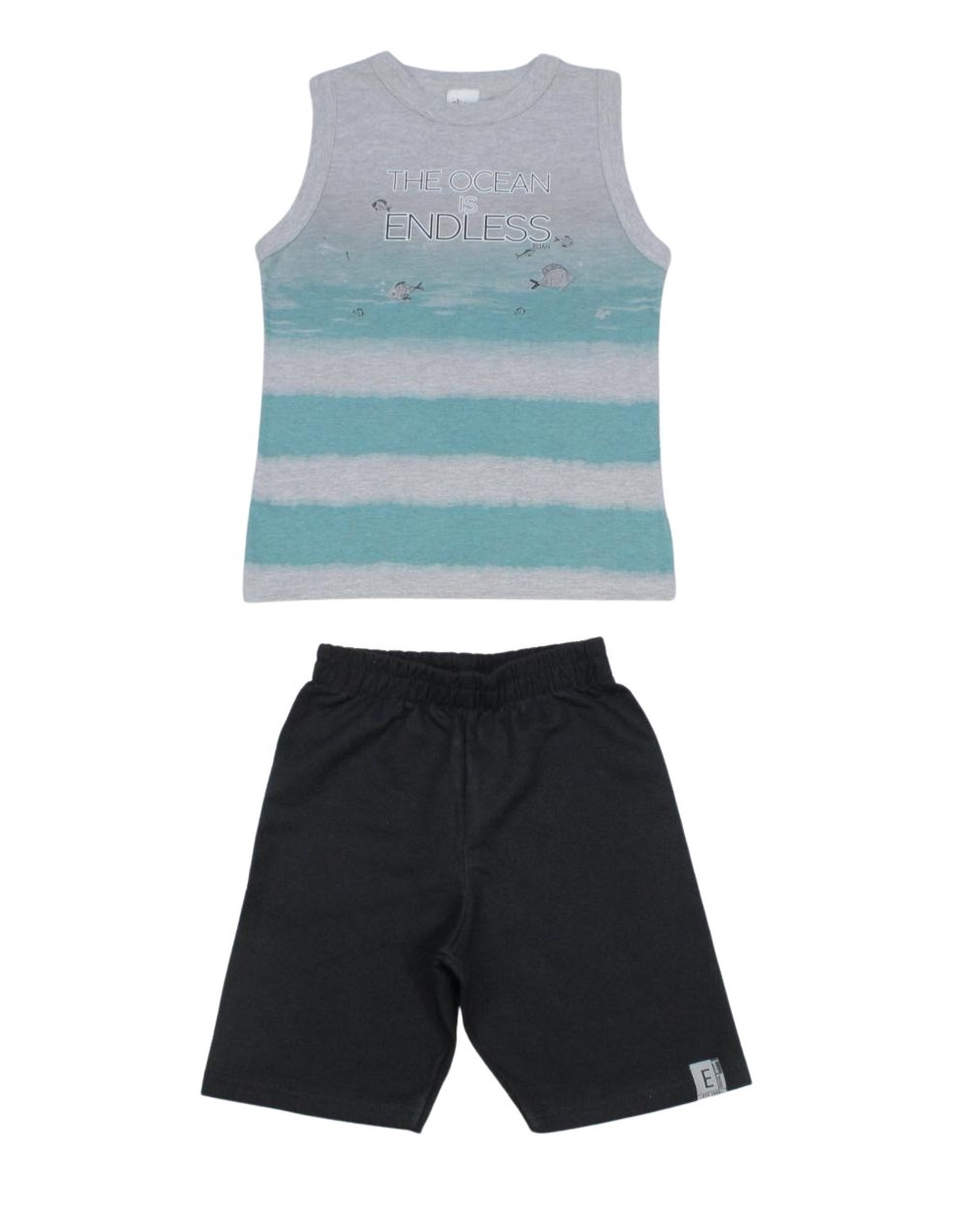 Conjunto Masculino Regata Estampada Ocean e Bermuda Moletinho 221153 - Elian