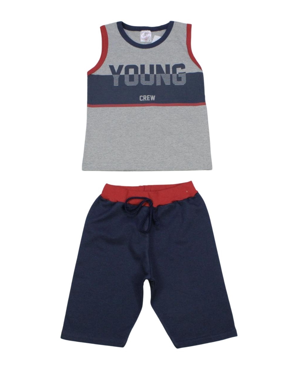 Conjunto Masculino Regata Estampada Young e Bermuda Moletinho 3022 - JD Boys