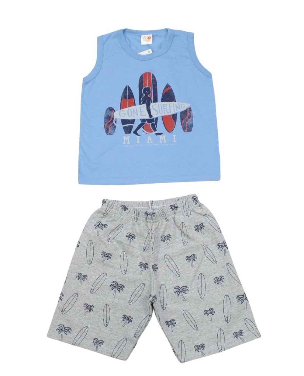 Conjunto Masculino Regata Estampada Pranchas e Bermuda Moletinho 21509 - Jocaju