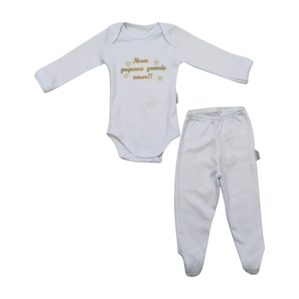 Kit Body Manga Longa e Mijão Bordado 610040 - Aconchego do Bebê