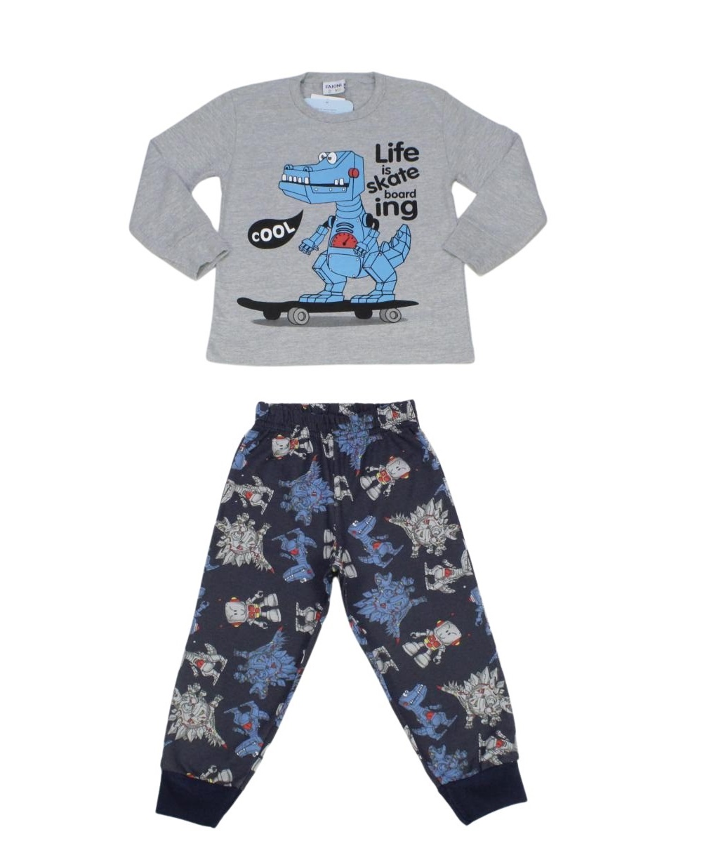 Pijama Longo Masculino Estampa Robô Brilha no Escuro 3229 - Fakini
