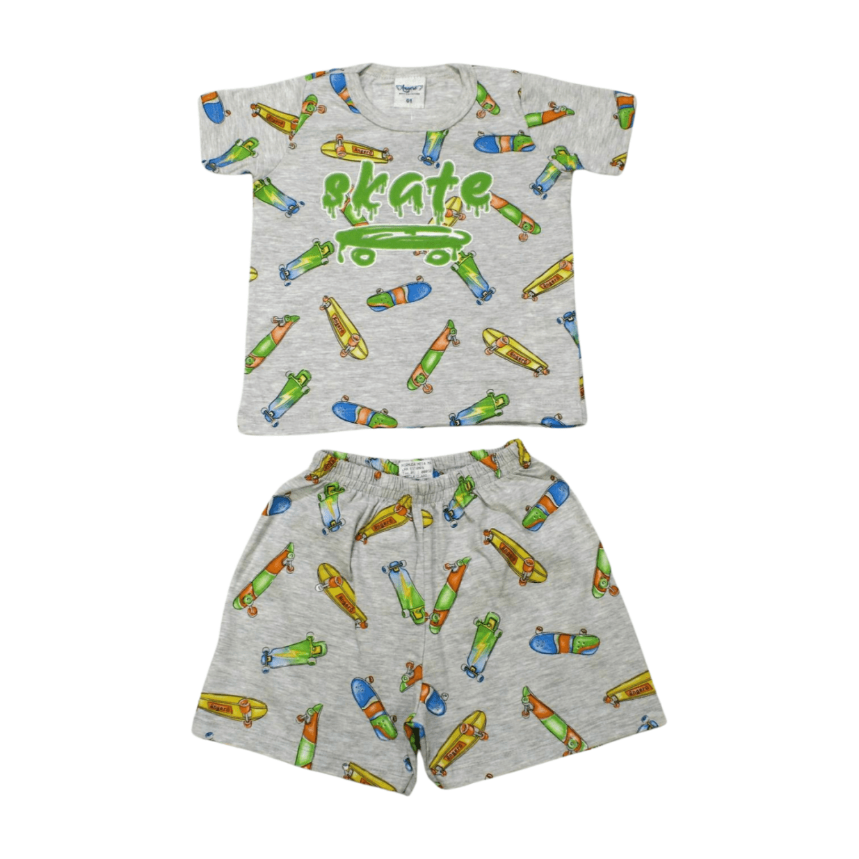 Pijama Malha Curto Masculino Estampa Skate Brilha no Escuro 00032 - Angerô
