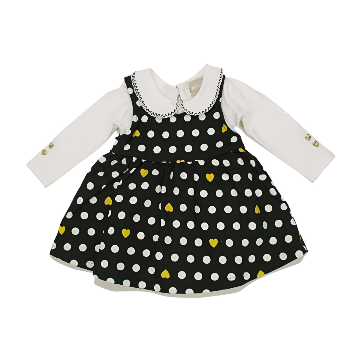 Salopete Estampada Bolinha e Blusa Manga Longa 14526 - Milon