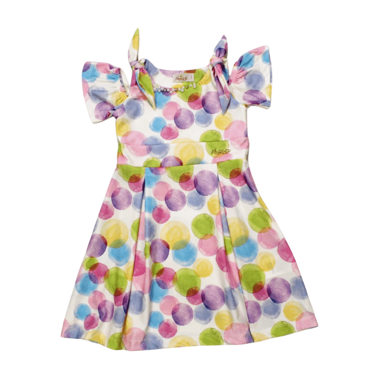 Vestido Manga com Recorte Estampado Bolas 21717A - Alekids