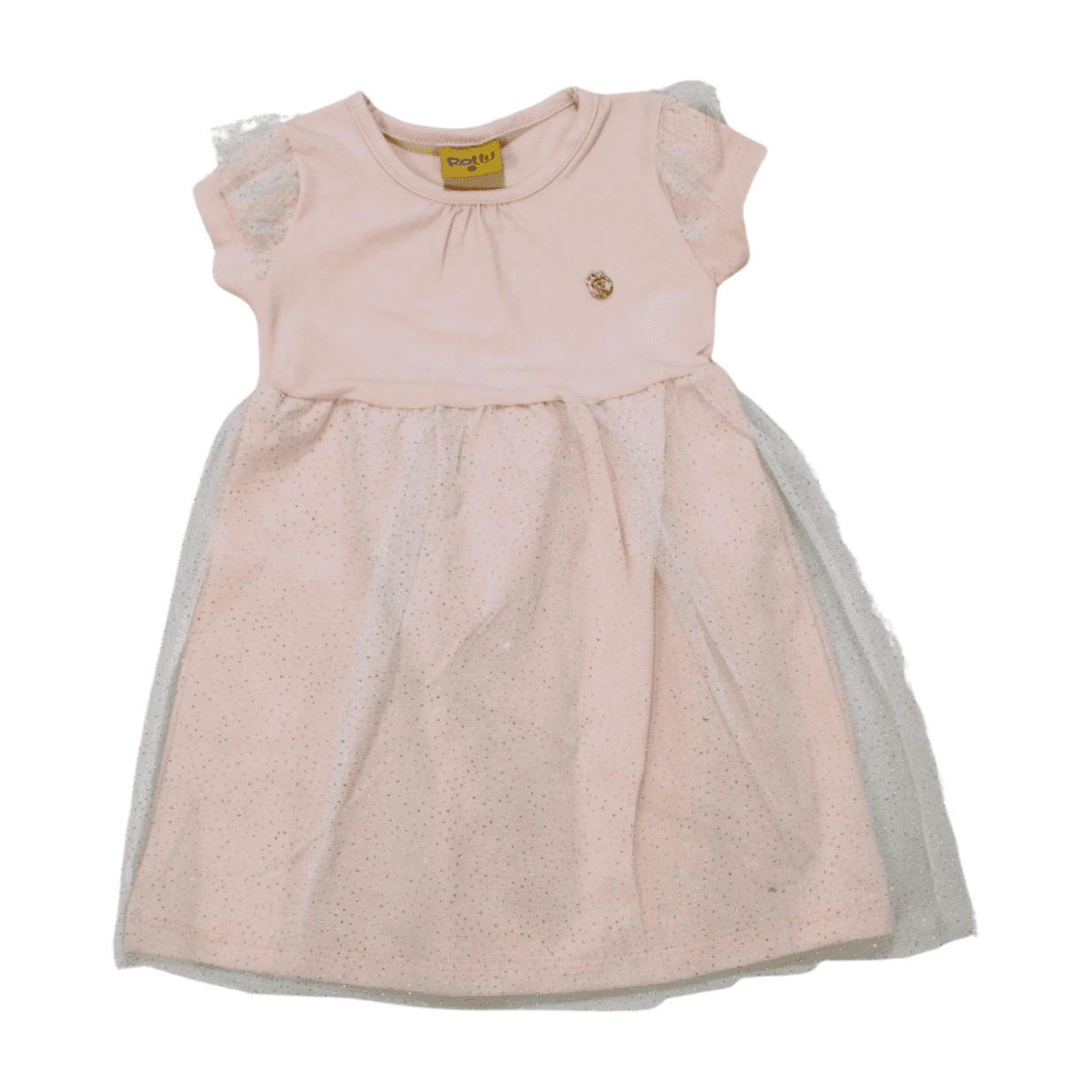 Vestido Manga Curta com Tule 21140 - Rollu