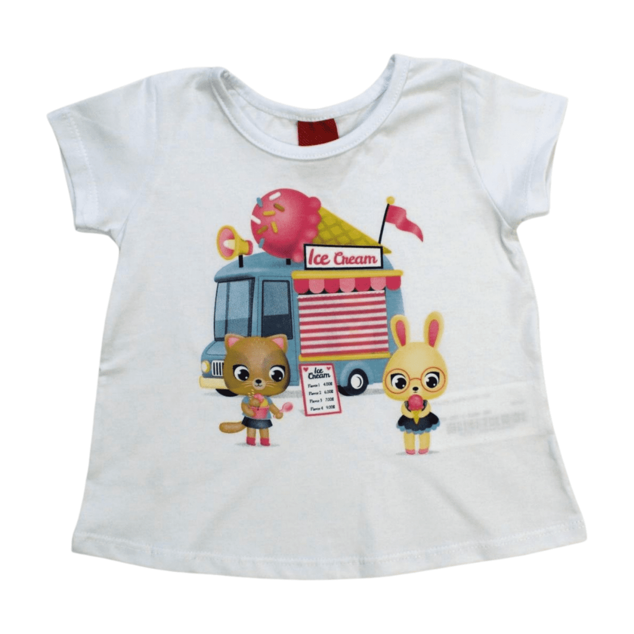Blusa Manga Curta Estampada Ice Cream 1000186 - Kyly