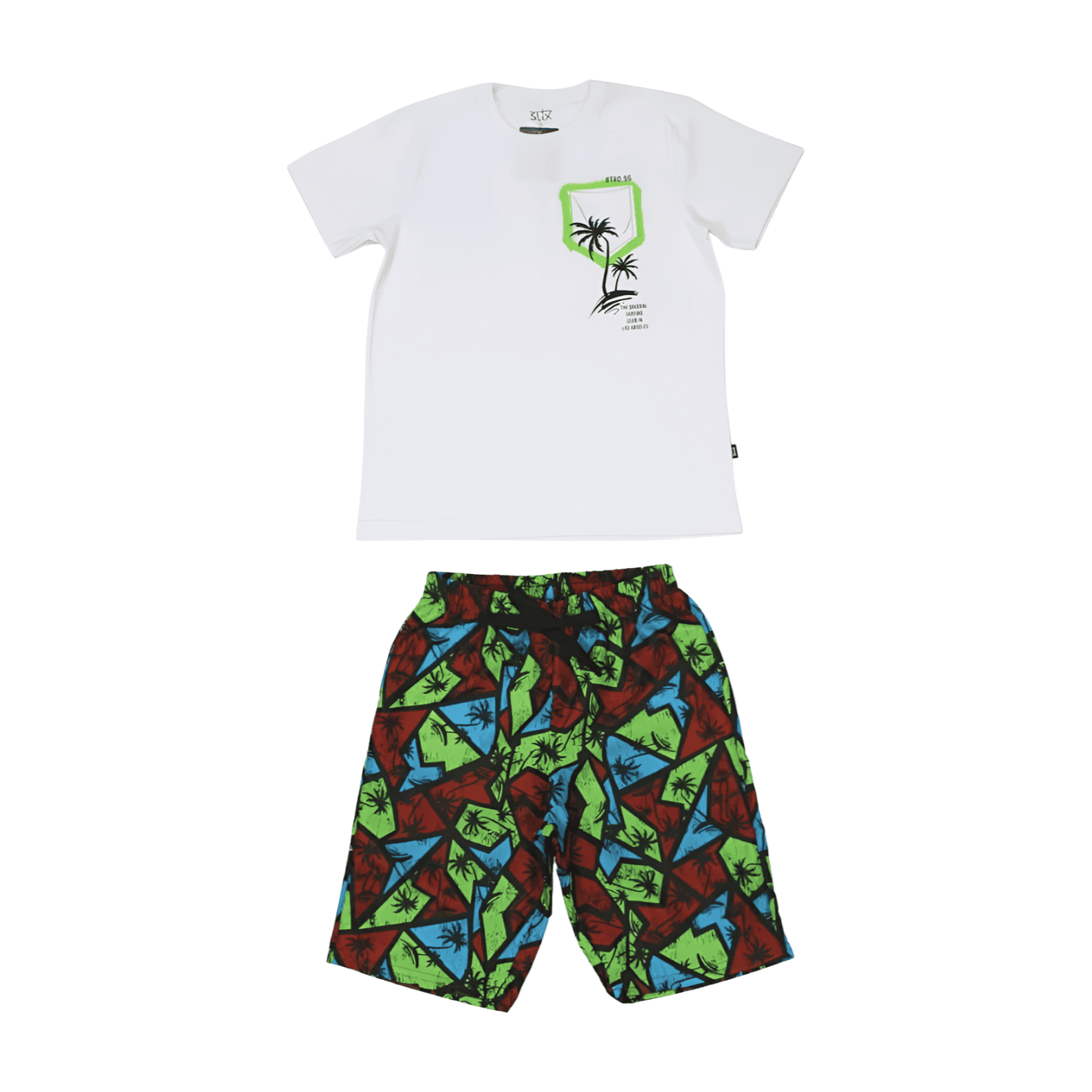 Conjunto Camiseta e Bermuda Tactel Estampa Sublimada Coqueiros 7289 - Soletex