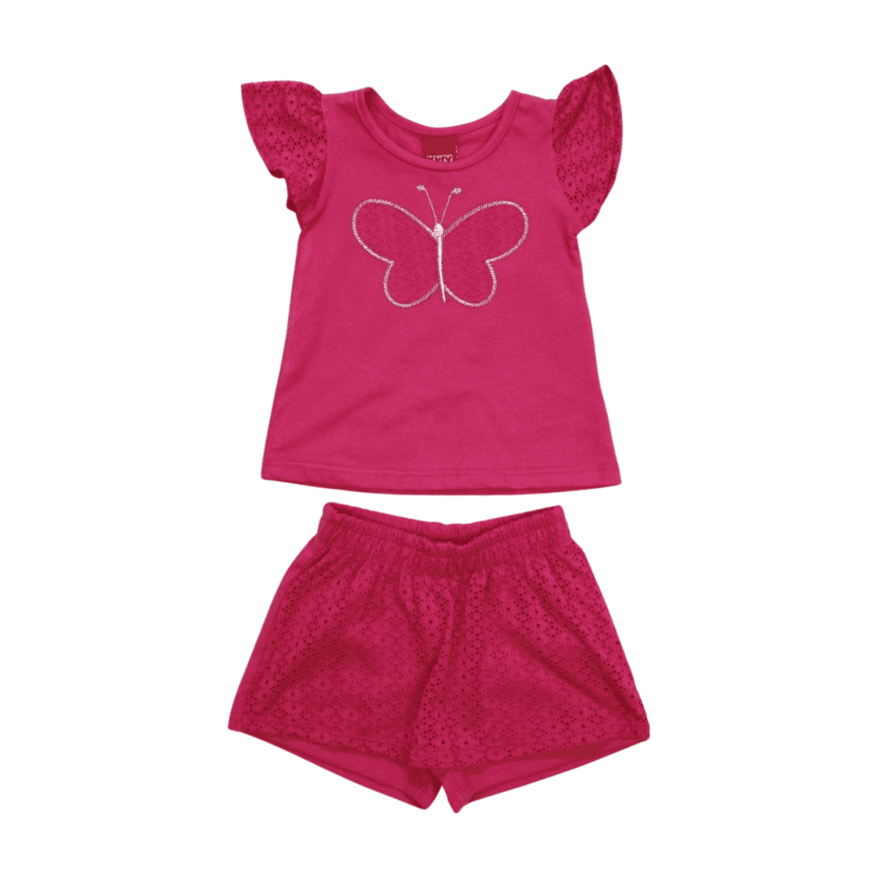 Conjunto Feminino Blusa Aplique Borboleta e Shorts Saia Jacquard 1000687 - Kyly