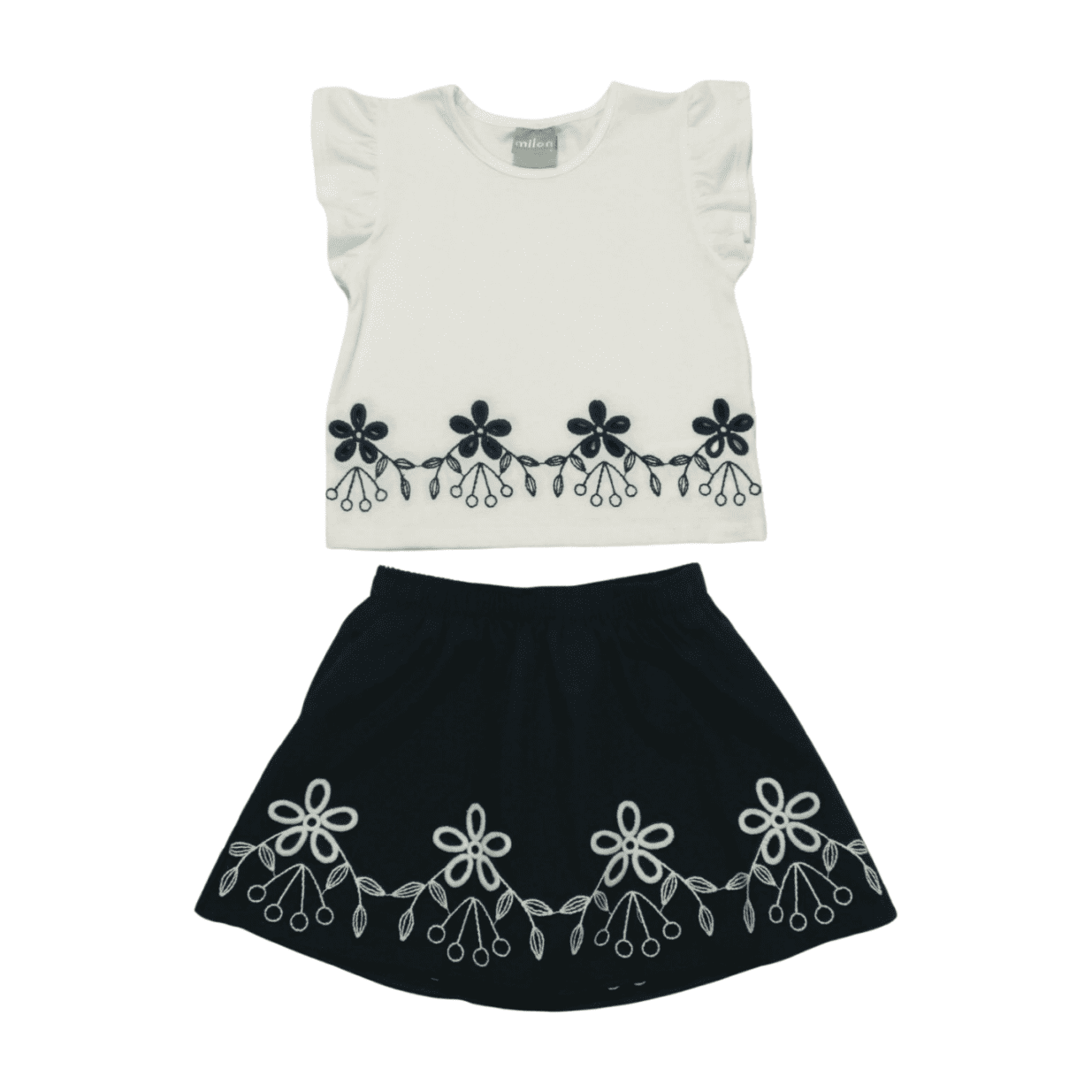 Conjunto Feminino Blusa e Saia Tecido Bordado 2000389 - Milon