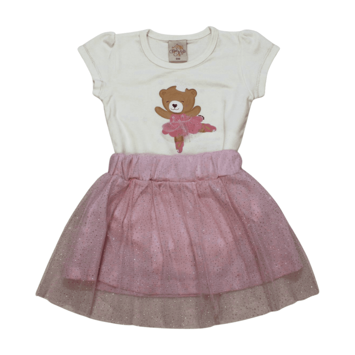 Conjunto Feminino Body Estampa Ursa e Saia com Tule 8784 - Time Kids