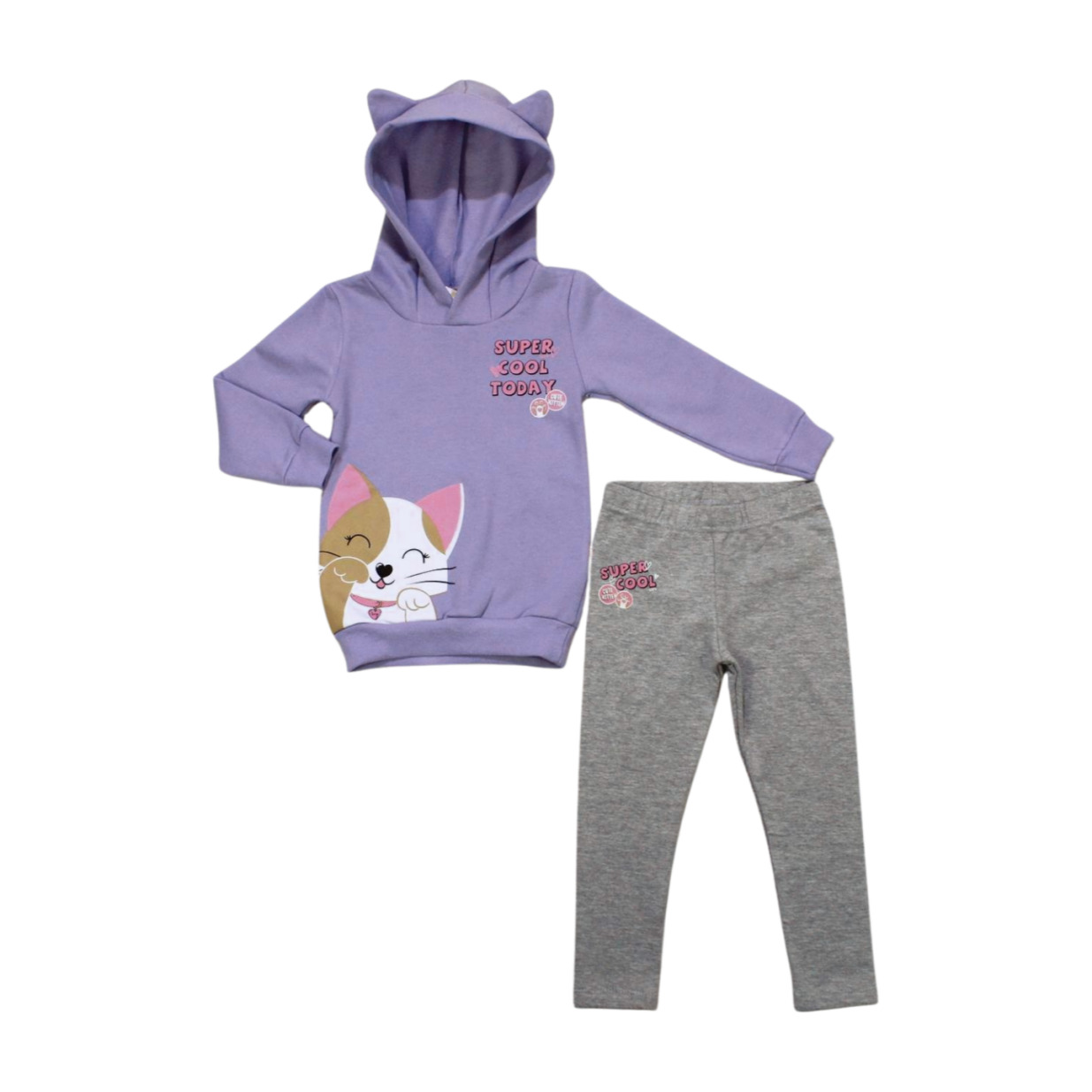 Conjunto Longo Feminino Blusão Moletom Gatinho e Legging 8399 - Livy