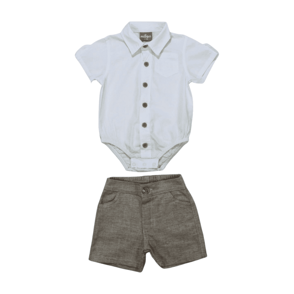 Conjunto Masculino Body Camisa e Bermuda Tecido Flamê 2000348 - Milon