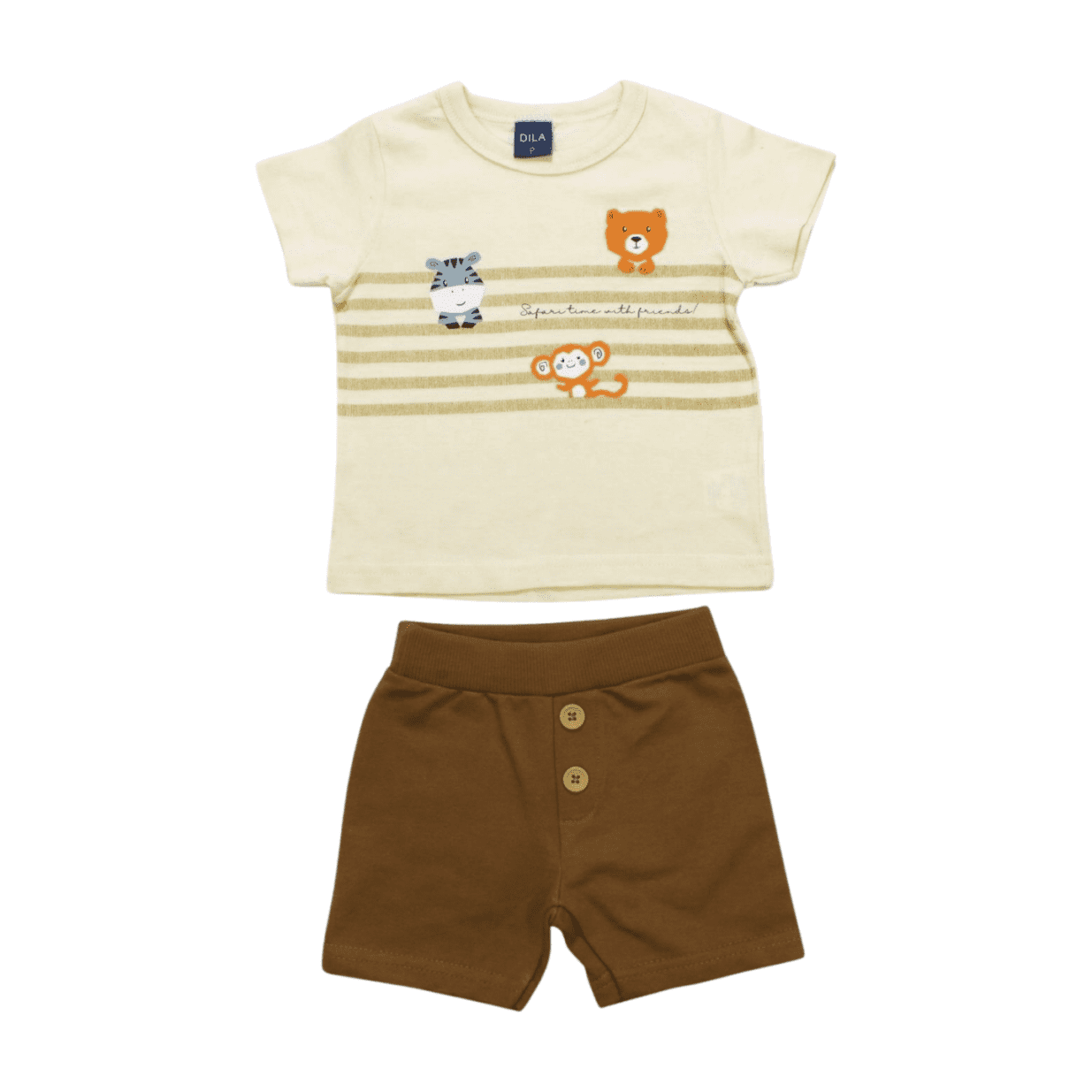 Conjunto Masculino Camiseta Estampa Bichos e Bermuda Moletinho 04129 - Dila