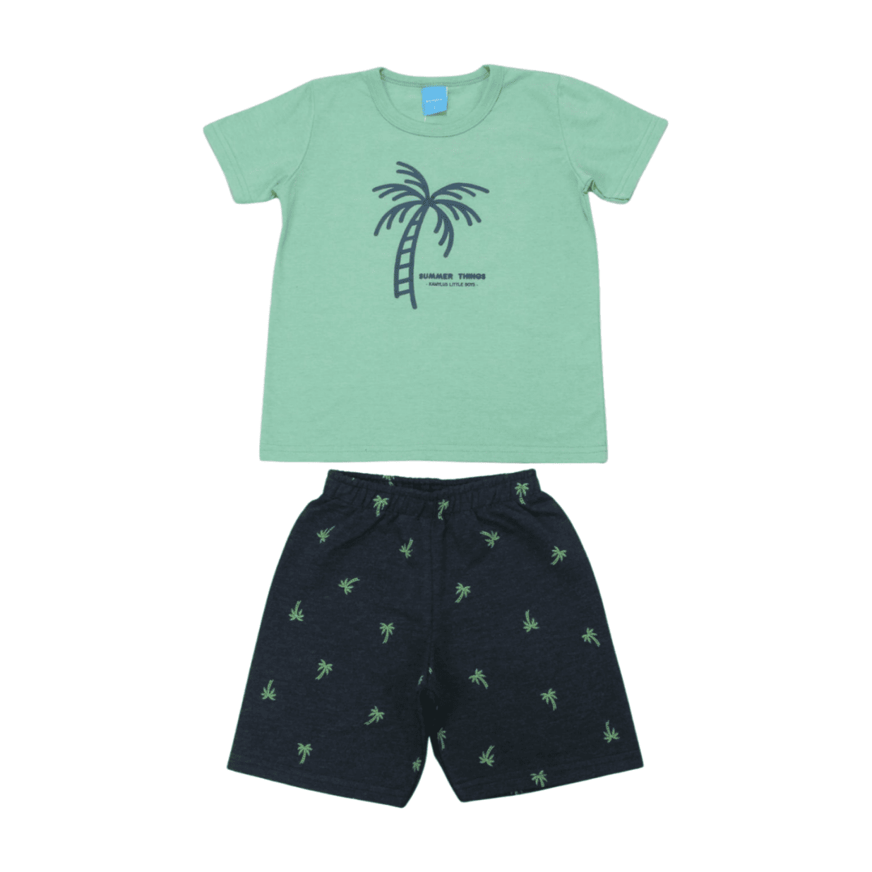Conjunto Masculino Camiseta Estampa Coqueiro e Bermuda Moletinho 43653 - Kamylus